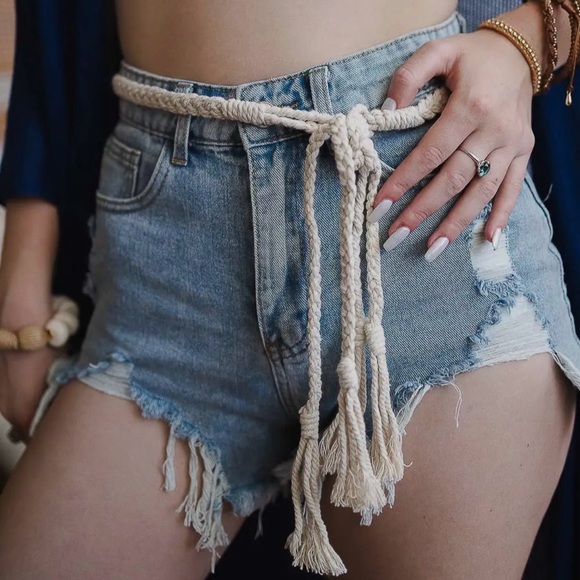 Son Paises Accessories - Western Braided Stylish Ivory Rope Tie Belt NWT